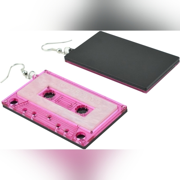 Gen X Cassette Tape Dangle Earrings - Picture 3 of 3